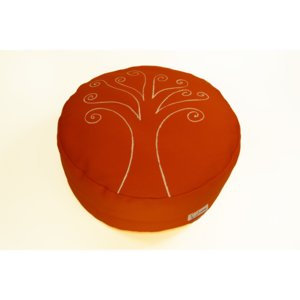 S radostí - vlastní výroba Meditační sedák strom života - oranžový Velikost: ∅30 x v12 cm