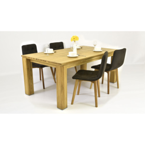 Dřevěný stůl dub a židle látkové - 160 x 90 cm / 8 ks NL + Leonardo chocolate