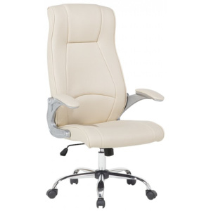 Béžová kožená otočná kancelářská židle - COMMANDER
