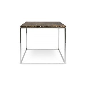 TH Konferenční stolek GLAIMES MRAMOR 50 cm (Hnědý mramor, chrom. nohy)