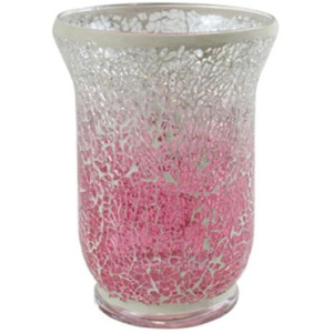 Svícen Yankee Candle Skleněný, růžovo-bílá mozaika, tvar vázy