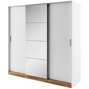 Bílá zrcadlová šatní skříň Detroid s posuvnými dveřmi