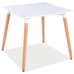 Bílý jídelní stůl s nohama z kaučukového dřeva Signal Nolan, 80 x 80 cm