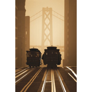 Plakát San Francisco - Two Cable Cars Sepia