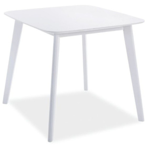 Bílý stůl s nohama z kaučukového dřeva Signal Sigma, 80 x 80 cm