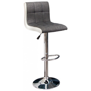 INV Barová židle 90-115cm CANSAS šedá/bílá