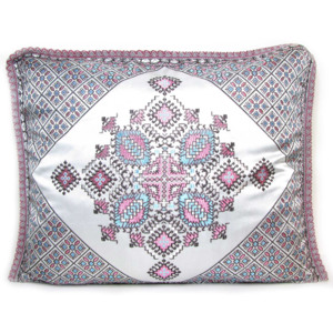 Smilargan Povlak na polštář Zina - šedý s růžovými ornamenty
