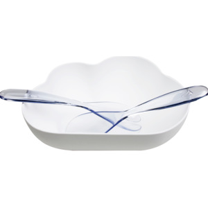 Salátová mísa s nástroji QUALY Cloud, bílá SLEVA