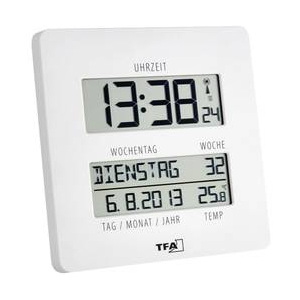 Digitální nástěnné DCF hodiny Jumbo TFA EFWU 1601, 60.4509.02, 27 x 195 x 195 mm, bílá