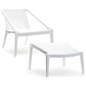 Židle a podnožka MEX bílá