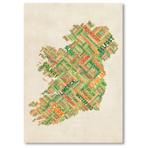 Plakát s mapou Irska Americanflat Towns, 60 x 42 cm
