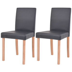 Jídelní židle, 2 ks, umělá kůže a bukové dřevo, černé