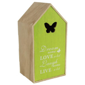 Dřevěný box domeček - zelený