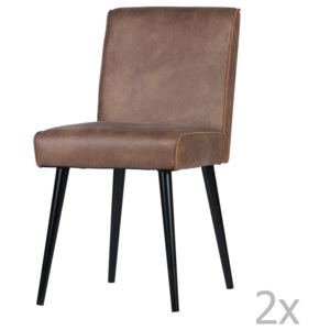 Sada 2 světle hnědých kožených židlí De Eekhoorn Revolution