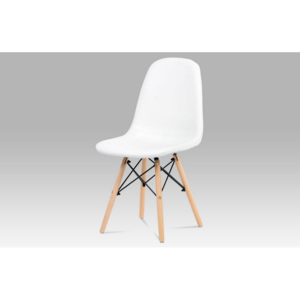Jídelní židle bílý hladký plast / natural CT-718 WT1