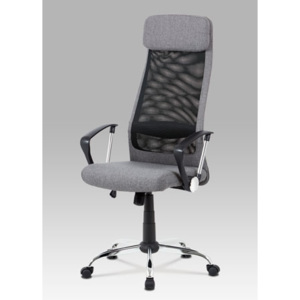 Autronic Kancelářská židle, šedá látka, černá MESH, houpací mech, kříž chrom KA-V206 GREY