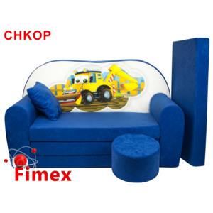Dětská pohovka velká FIMEX bagr modrá