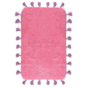 Růžová bavlněná koupelnová předložka Greg, 60 x 90 cm