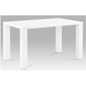 Jídelní stůl 135x80x76 cm, vysoký lesk bílý AT-3007 WT