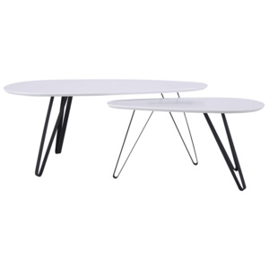 Set 2 ks - Konferenční stolek Marley 100 cm / černá-bílá