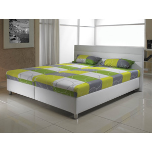 Moderní manželská postel D1 bílá ekokůže/matrace MANA