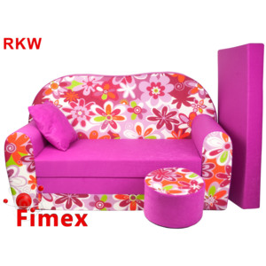 Dětská pohovka velká FIMEX květiny fialová