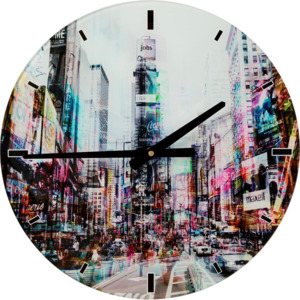 Nástěnné hodiny Glass Times Square O40 cm