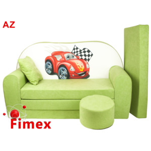 Dětská pohovka velká FIMEX auta zelená