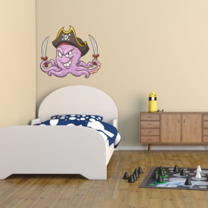 Barevná samolepka na zeď - Chobotnice (120x102 cm)