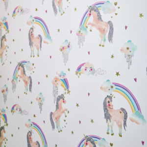 Tapeta na zeď - Arthouse Rainbow Unicorn Rainbow Unicorn White