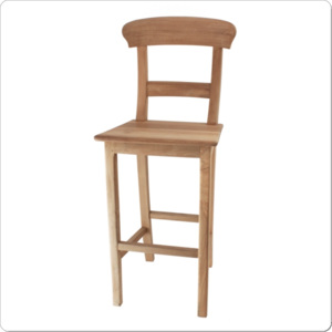 Dřevěná barová židle z masivu teaku MZB11 barovky s dřevěnou opěrkou půlkalatou