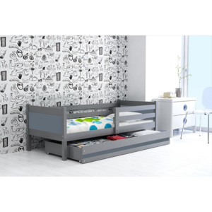 Dětská postel s úložným prostorem a matrací v barvě grafit 80x190 cm F1366