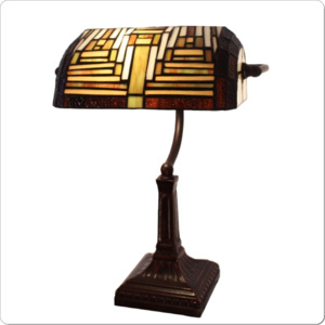 Retro Tiffany stolní lampa bankeřská kancelářská TKA2 36cm bronz, lampy tiffany