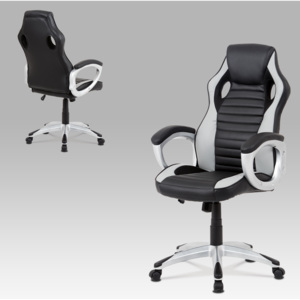 Artium Kancelářská židle, čalouněná šedo-černou ekokůží se stylovým černým prošitím a s prvky potaže