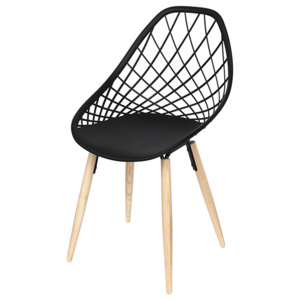 Moderní židle Philo s podnoží dub přírodní a sedák plast černý matný