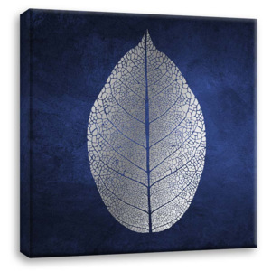 Metalický obraz na plátně - Blue leaf