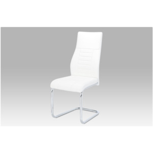 Jídelní židle koženka bílá / chrom HC-955 WT