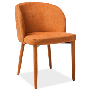 Jídelní židle čalouněná látkou v oranžové barvě s prošíváním KN911