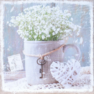 Obraz na plátně - Malé bílé květy II., 40x40 cm