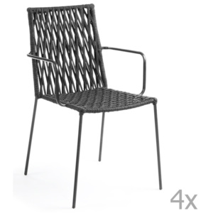 Sada 4 tmavě šedých židlí La Forma Bettie