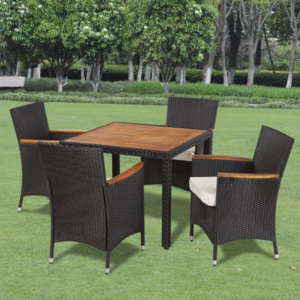 Zahradní ratanový nábytek černý, 4 židle a stůl V1307 Dekorhome