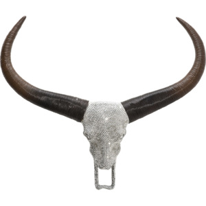 Dekorativní paroží Bull Head Crystal Silver