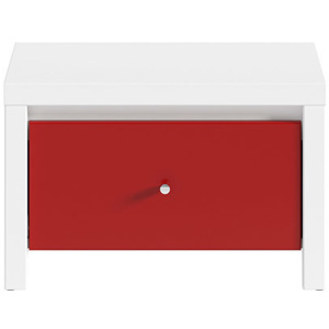 BRW Noční stolek KARET KOM1S_B stříbrný úchyt Barevné varianty: Bílá + červená