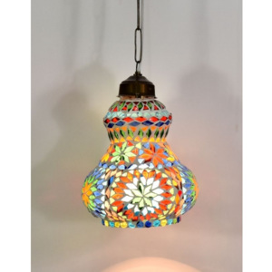 Skleněná mozaiková lampa, ruční práce, barevná, 19,5x14,5cm