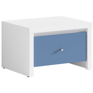 BRW Noční stolek KARET KOM1S_B stříbrný úchyt Barevné varianty: Bílá + modrá