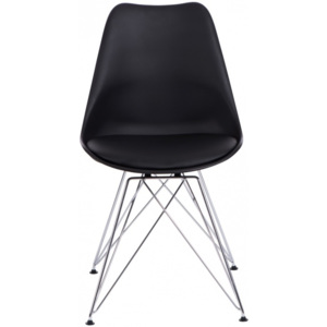 Židle DSR s čalouněným sedákem, černá