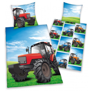 Vesna | Povlečení bavlna Traktor 140 x 200 cm, 70 x 90 cm
