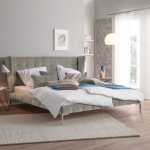 NEO SAMT - Elegantní čalouněná šedá postel 140cm