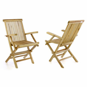 Sada 2 kusů Zahradní židle DIVERO skládací - týkové dřevo - Garthen D55123