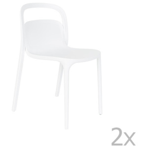 Sada 2 bílých židlí White Label Rex